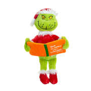 40.64cm plush Grinch in Santa suit reading a book, soft and cuddly holiday toy