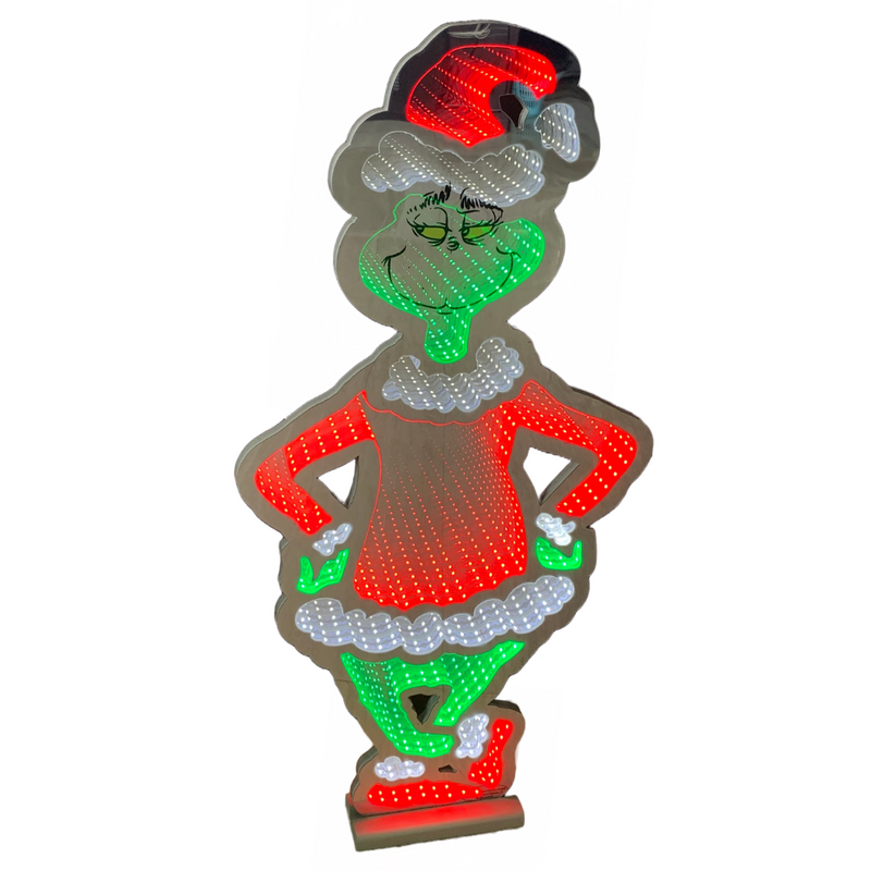Dr. Seuss Grinch Standing Infinity Light 90cm with glowing LED mirror effect