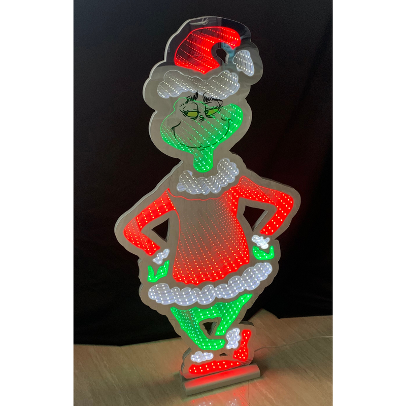Dr. Seuss Grinch Standing Infinity Light 90cm with glowing LED mirror effect