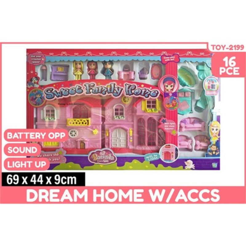 Ronis Dream Home with Accessories  Light Up and Sound Battery Operated 16pce