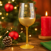 Drink Up Grinches stemless wine glass with festive red and green Grinch design – 430ml