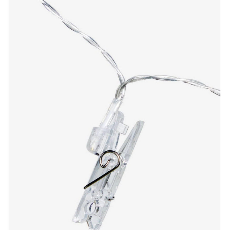 Dual Power 24 LED String Light With Clamps – decorative photo clip string lights with battery or USB power option
