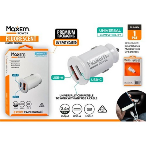 Ronis Duel USB-C and USB-A 3.4A Car Charger