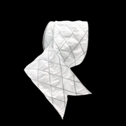 White dupion ribbon with diamond design and wire edge 10cm x 500cm