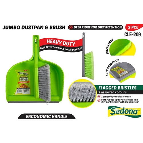 Dustpan and Brush Set XLarge – oversized dustpan with wide brush head for efficient cleaning