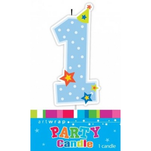 Dots Party Candle 1st Bday Blue