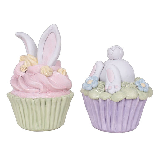 Resin cupcake figurine with bunny
