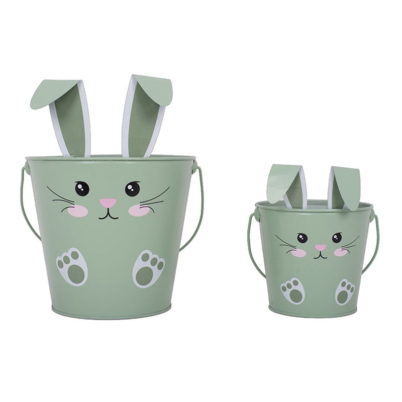 Set of 2 mint green metal tins