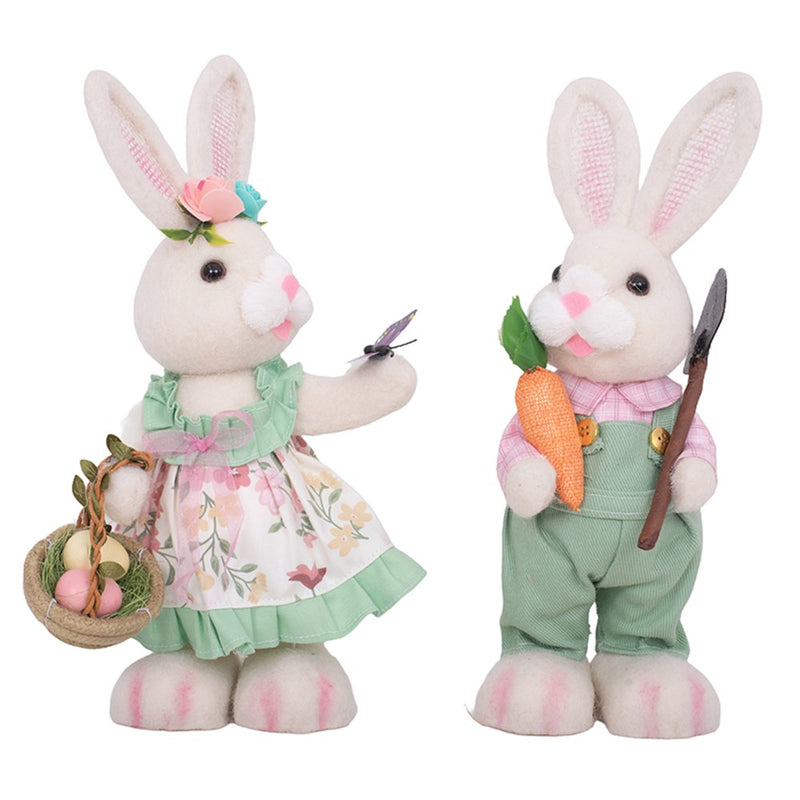 Tall boy and girl bunny figurines