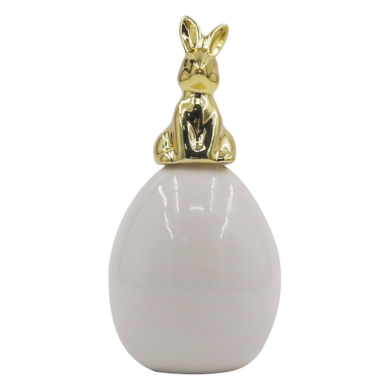 Polyresin egg with gold bunny
