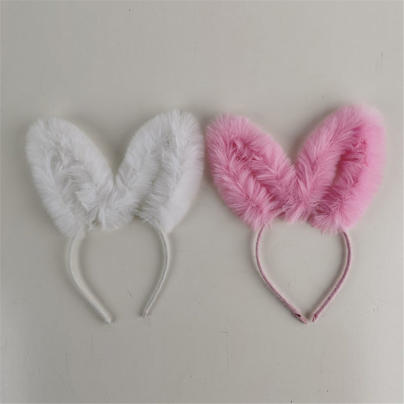 Fluffy pink and white bunny ear headband