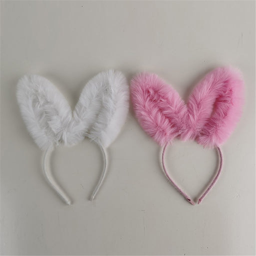 Fluffy pink and white bunny ear headband