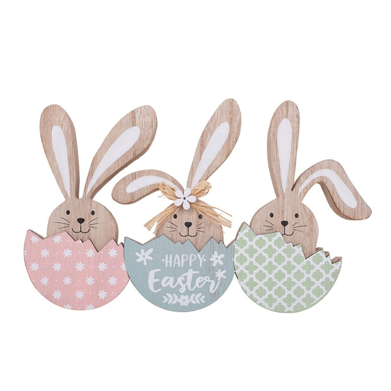 Set of 3 wooden bunny tabletop signs