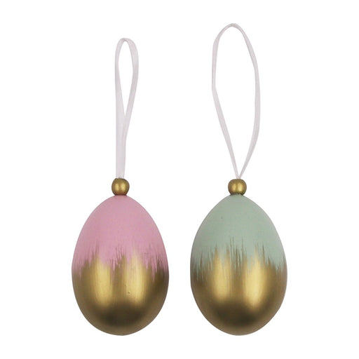 Mint and pink eggs with gold accents