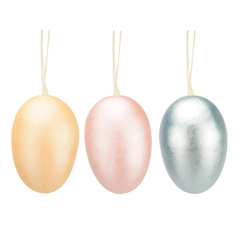 Assorted pastel colored eggs