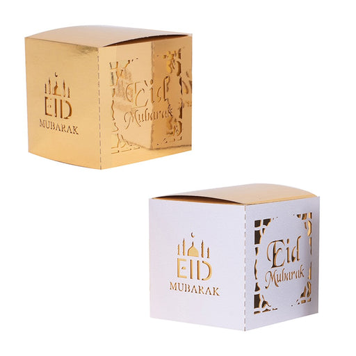 EID Mubarak sweet boxes 4 pack assorted designs 5x5cm for Eid party favours and treat packaging