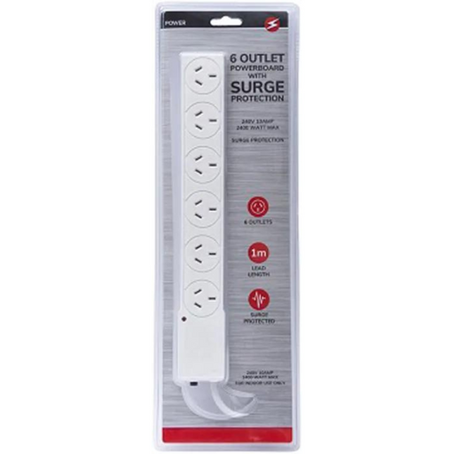 6 Outlet Powerboard With Surge Protection