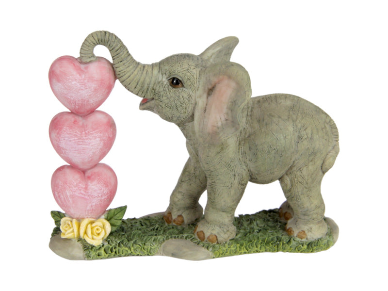 Elephant with Triple Hearts 12cm