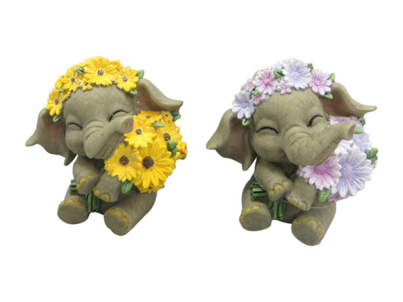 Baby elephant ornament with flowers