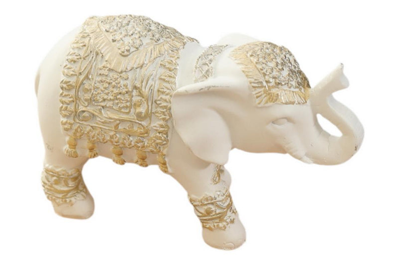 White and gold standing elephant ornament 14cm