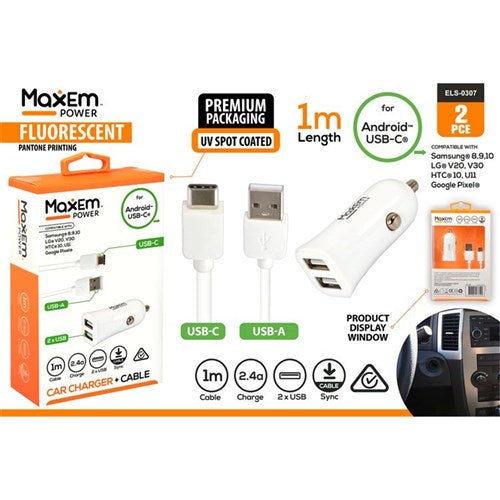 USB and Type C car charger 2.1 Amp