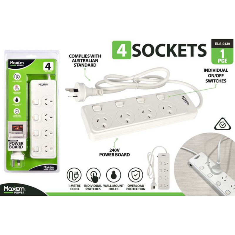 4 Way Powerboard W/4 Switch