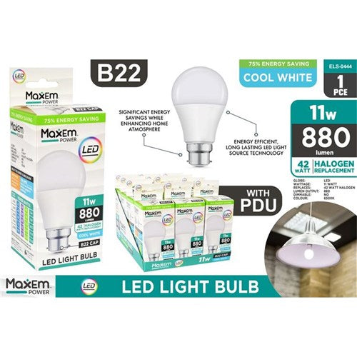 11W cool white B22 LED bulb