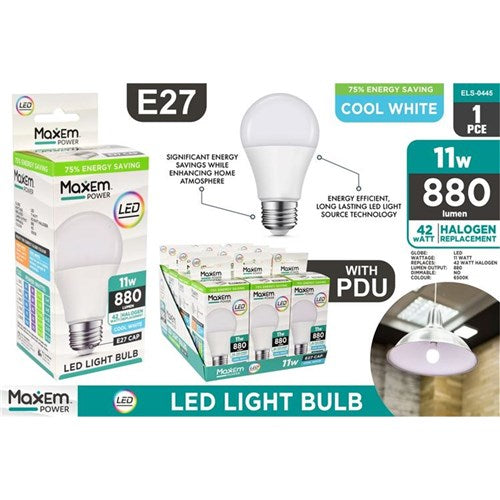 11W cool white E27 LED bulb