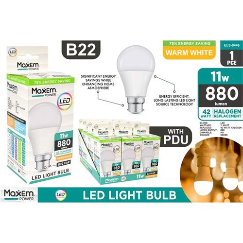 11W warm white B22 LED bulb