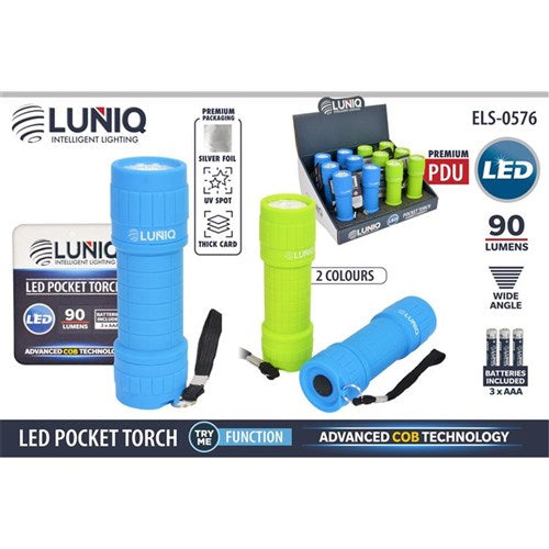 Rubberised COB LED handheld torch