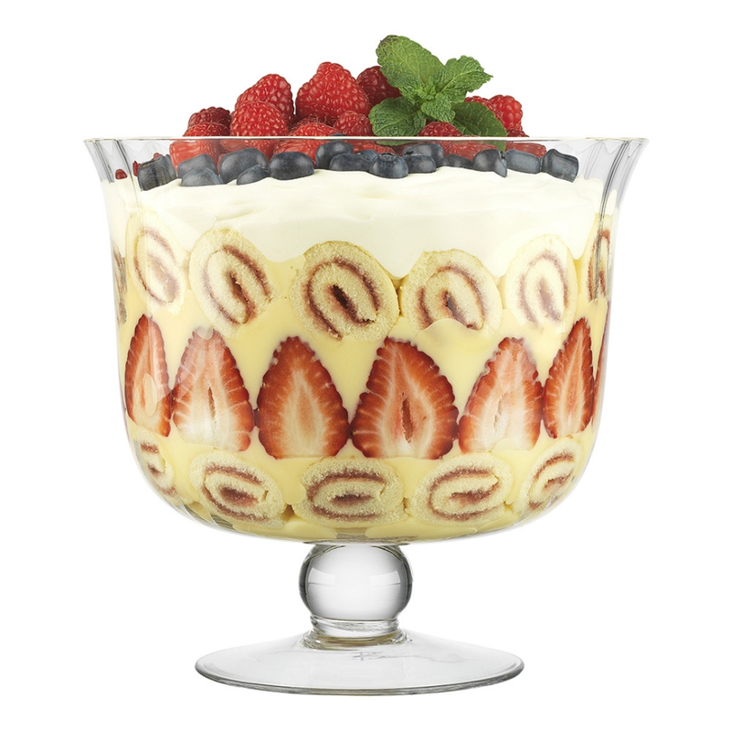 Ecology Trifle Bowl 21.5cm Classic Fluted – clear pedestal glass trifle bowl for layered desserts and entertaining