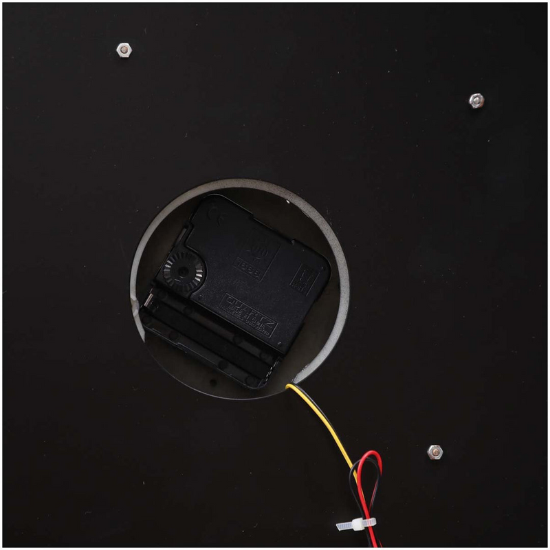 Eddison black round wall clock with exposed gears and Roman numerals, 45cm