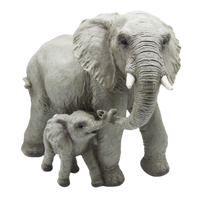 Ronis Elephant With Baby Holding Trunk 46cm