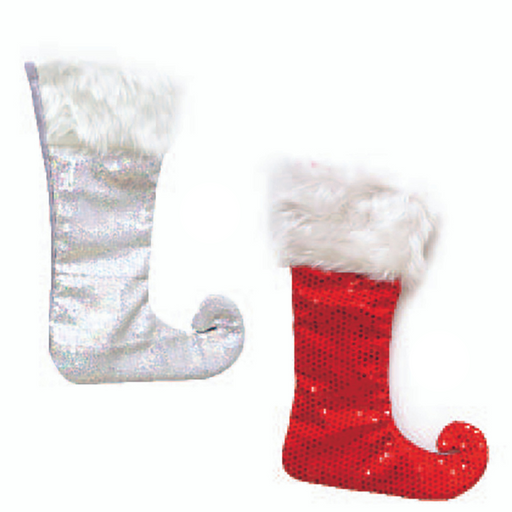 Ronis Elf Stocking Sequins Fur Trim 2 Asstd