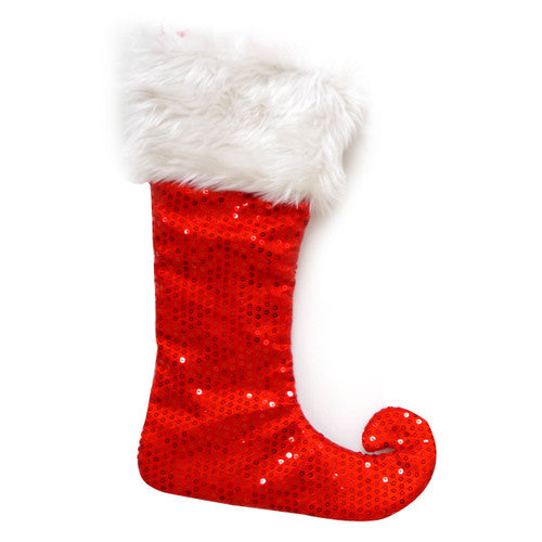 Ronis Elf Stocking Sequins Fur Trim 2 Asstd