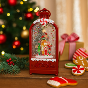 Christmas print of elf holding candy cane and lantern – thumbnail