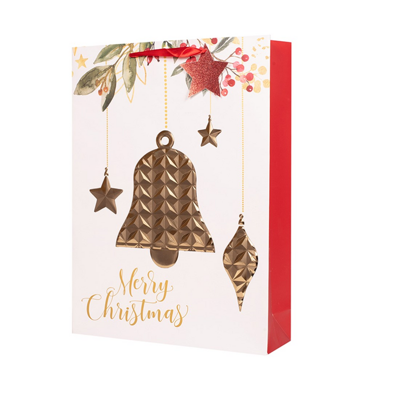 Ronis Embossed Christmas Bell Gift Bag 26x32.4x12.7cm Large