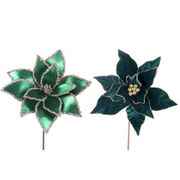 Ronis Emerald Green Poinsettia 30cm with 50cm Stem 2 Asstd – thumbnail