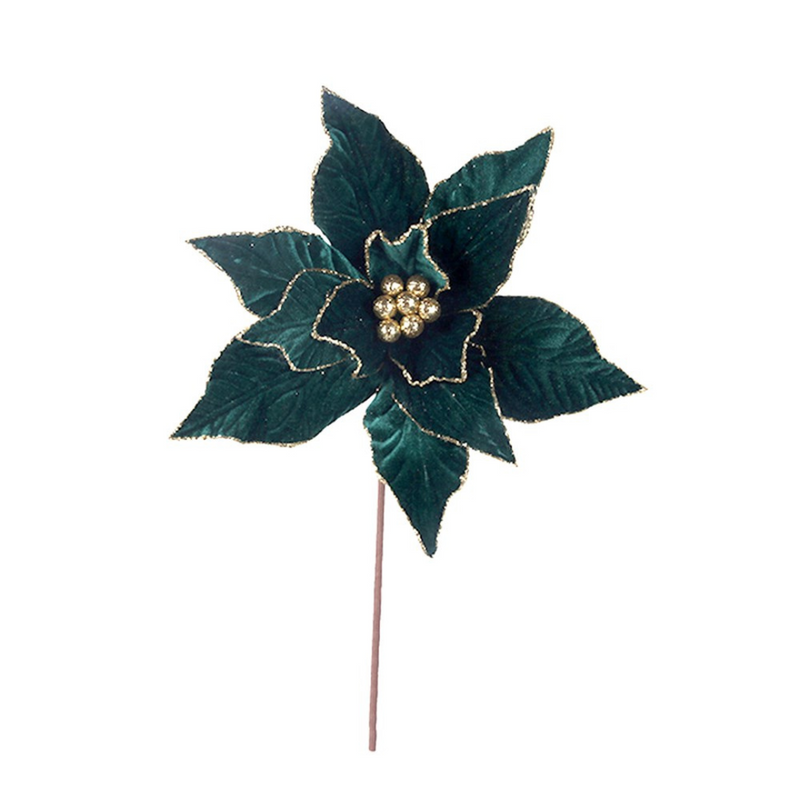 Ronis Emerald Green Poinsettia 30cm with 50cm Stem 2 Asstd