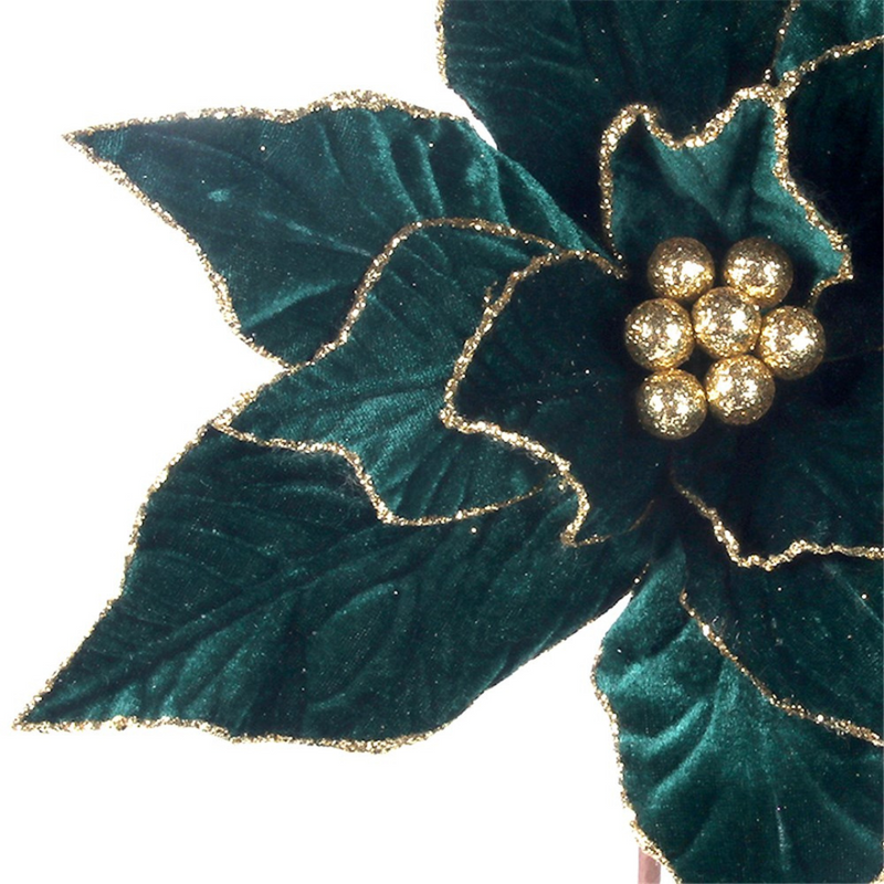 Ronis Emerald Green Poinsettia 30cm with 50cm Stem 2 Asstd