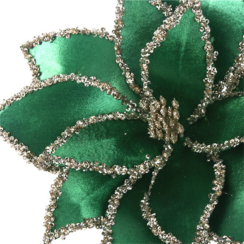 Ronis Emerald Green Poinsettia 30cm with 50cm Stem 2 Asstd