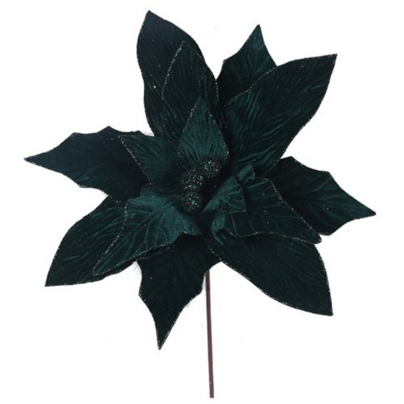 Ronis Emerald Velour Poinsettia 50cm with 50cm Stem