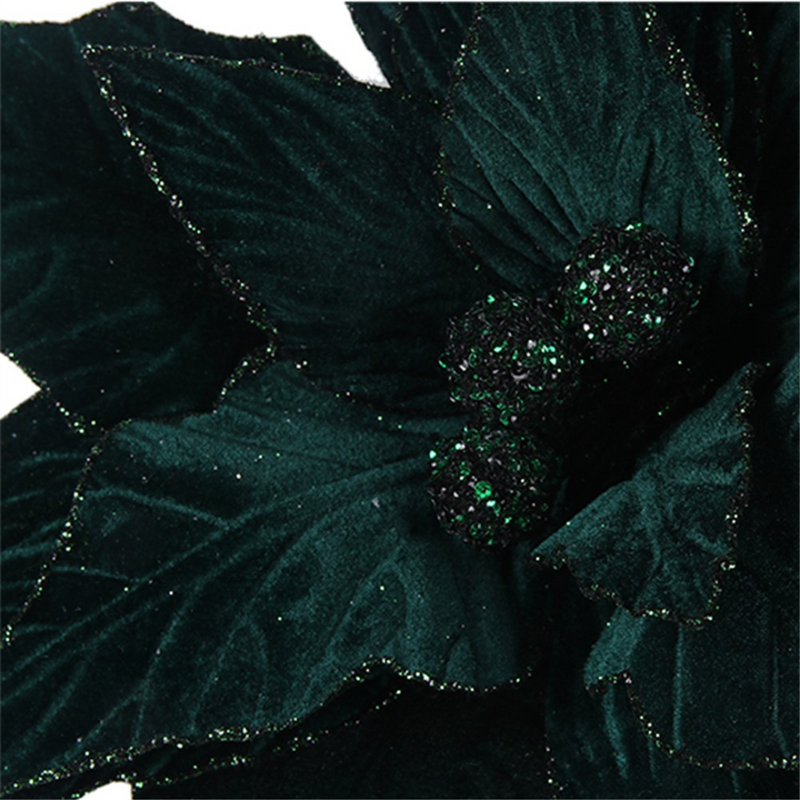 Ronis Emerald Velour Poinsettia 50cm with 50cm Stem