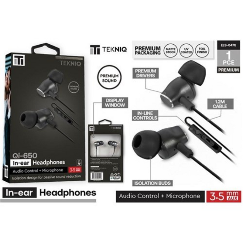 Ronis Ergonomic Earphones with Mic & Vol Control