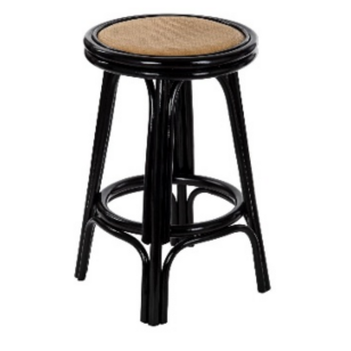 Ronis Ethan Rattan Bar Stool Black
