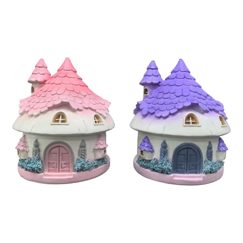 Assorted round fairy castle house 16cm