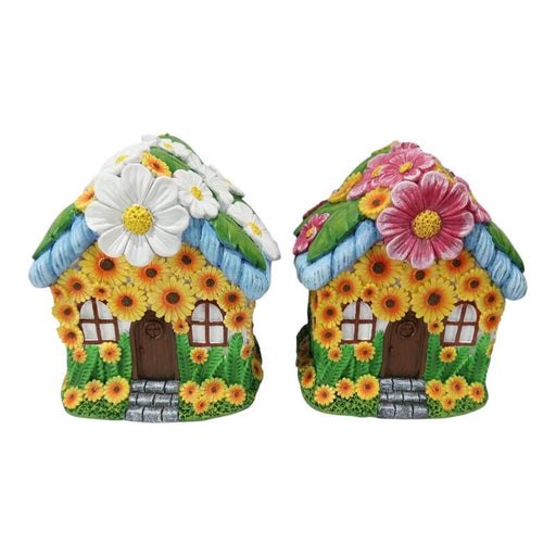 Assorted flower fairy house 16x13cm
