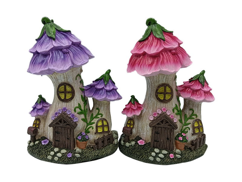 Pink & Purple Fairy House 2 Assorted 19cm