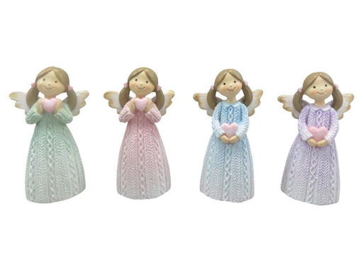 10CM ANGEL WITH HEART IN KNIT FINISH 4AS