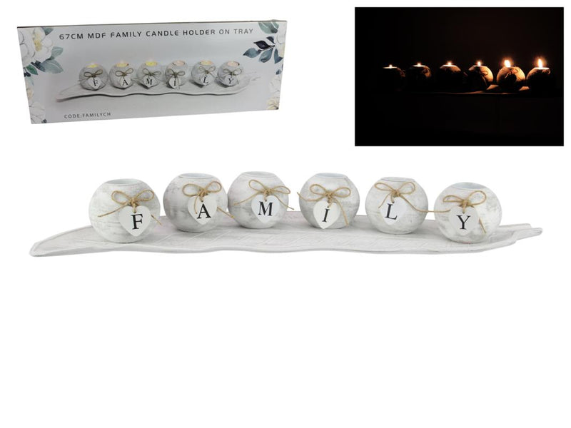 MDF Family Candle Holder on Tray 67cm